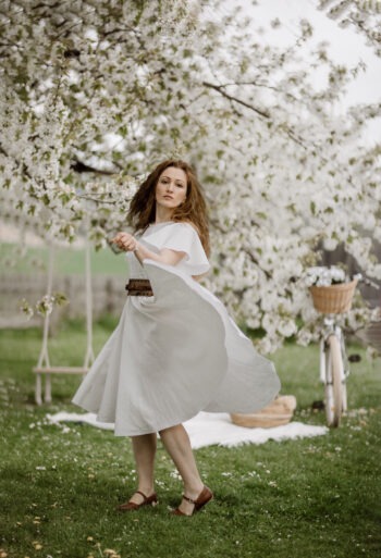 Damen Leinenkleid Glockenblume